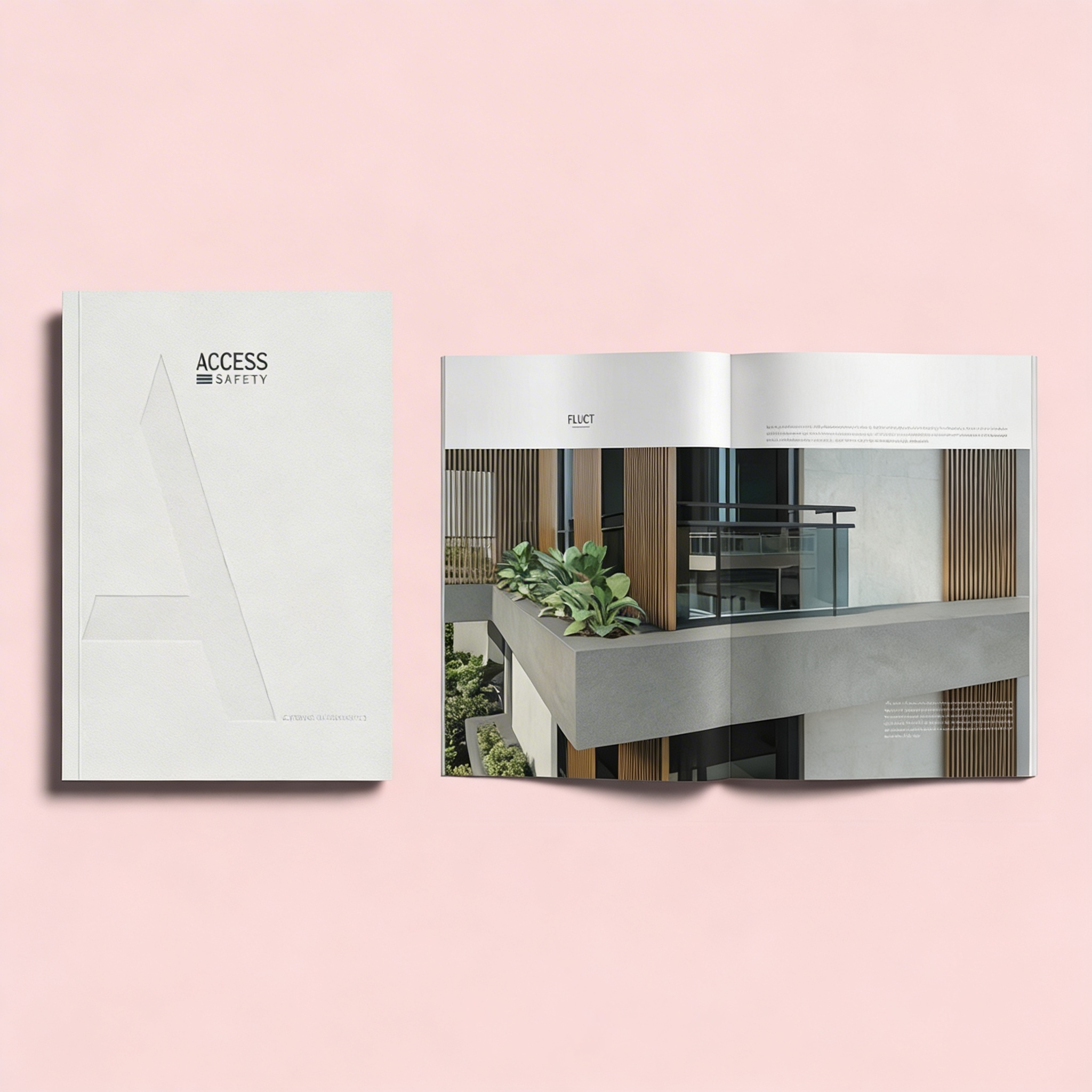 Mockup de libreta o booklet abierto sobre superficie plana