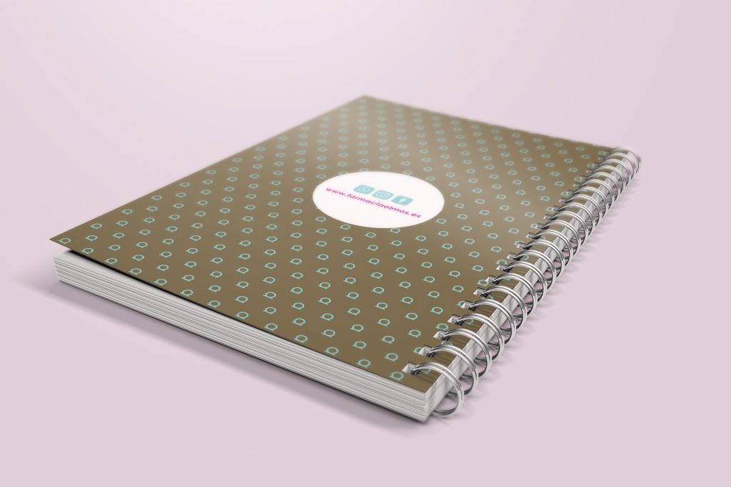 Libreta corporativa Farmacia Olmos – contraportada