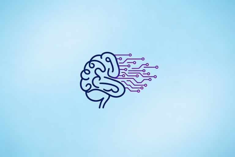 Ilustración de cerebro con circuitos digitales representando el uso de IA en el diseño creativo